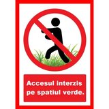 Placuta accesul interzis pe spatiul verde iarba teren de sport